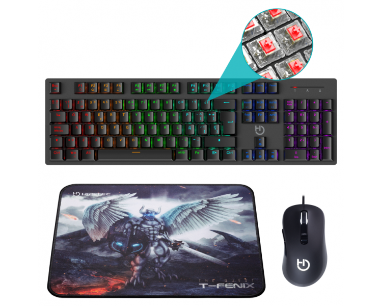 PACK HIDITEC TECLADO GAMING GK400RATON BLITZ ALFOMBRILLA T FENIX M