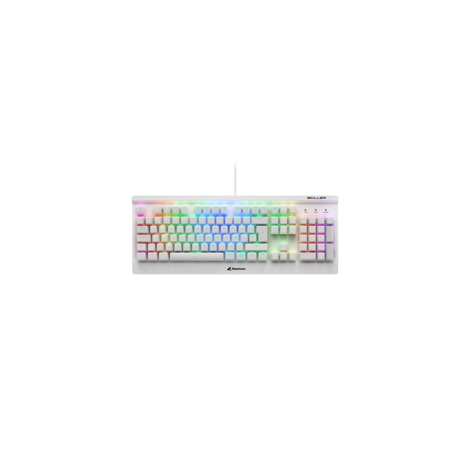 TECLADO GAMING SHARKOON SGK3 MECANICO RGB USB RED SWITCH BLANCO