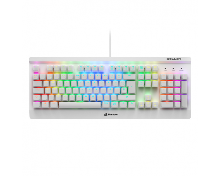 TECLADO GAMING SHARKOON SGK3 MECANICO RGB USB RED SWITCH BLANCO