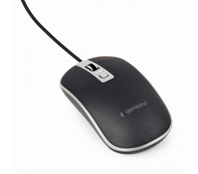 RATON GEMBIRD WIRED OPTICAL MOUSE USB BLACK SILVER