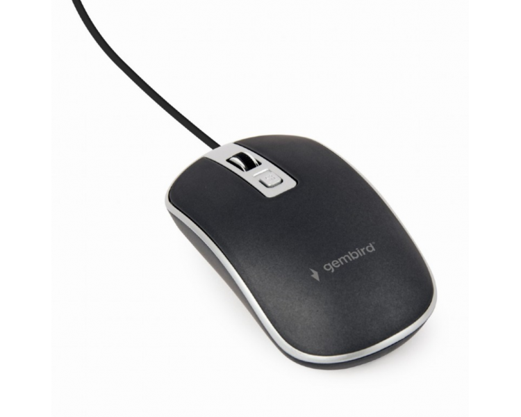 RATON GEMBIRD WIRED OPTICAL MOUSE USB BLACK SILVER