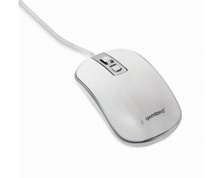 RATON GEMBIRD WIRED OPTICAL MOUSE USB WHITE SILVER