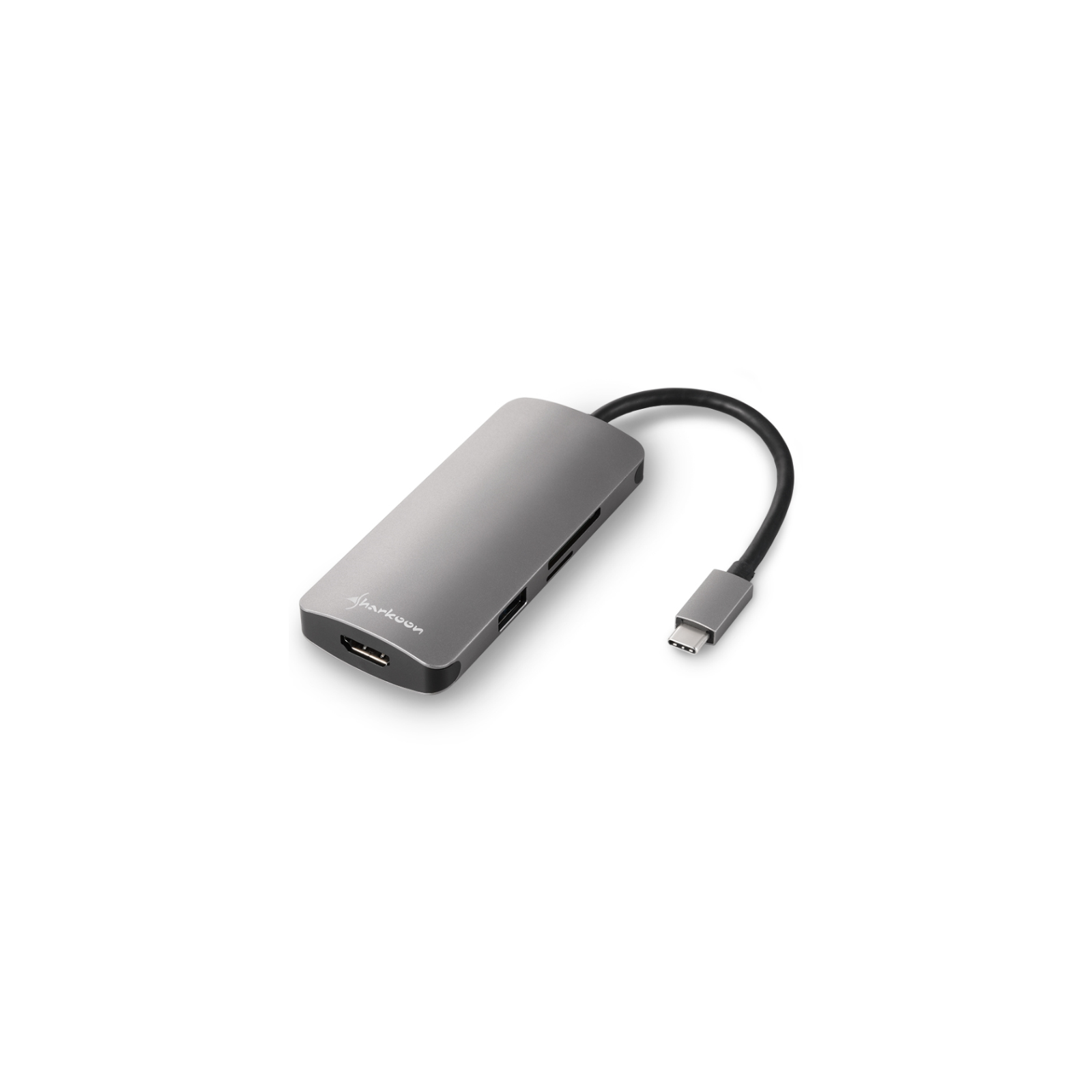 HUB USB SHARKOON 3X30 TYPE C HDMI ALUMINIO GRIS OSCURO