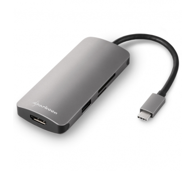 HUB USB SHARKOON 3X30 TYPE C HDMI ALUMINIO GRIS OSCURO