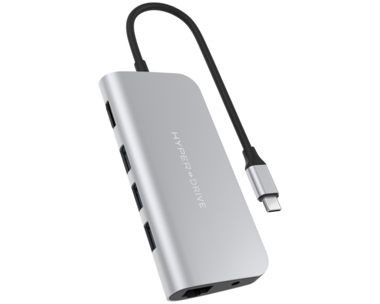 HUB HYPERDRIVE POWER 9 EN 1 USB C PLATA