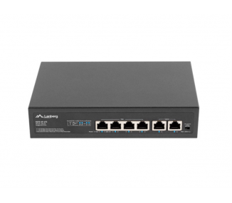 SWITCH LANBERG 6 PTOS 100MB 4xPOE 2x FAST ETHER 60W RACK 10 19