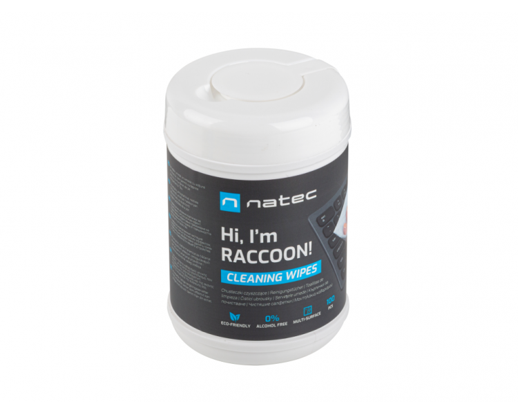 TOALLITAS LIMPIADORAS NATEC RACOON 10X10 CM PACK 100 UDS