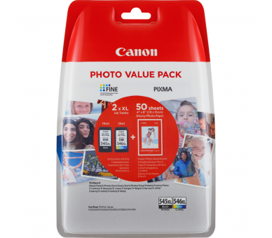 MULTIPACK CANON PG 545XL CL546XL PAPEL 50 HOJAS