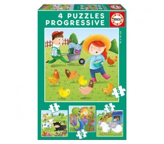 Puzzles progresivos Animales de la Granja 6-9-12-16pz