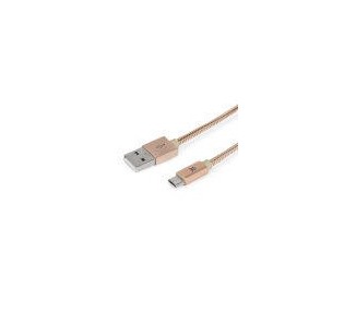 Cable Maillon Premium Micro Usb 2.4 Metal Dorado 1M