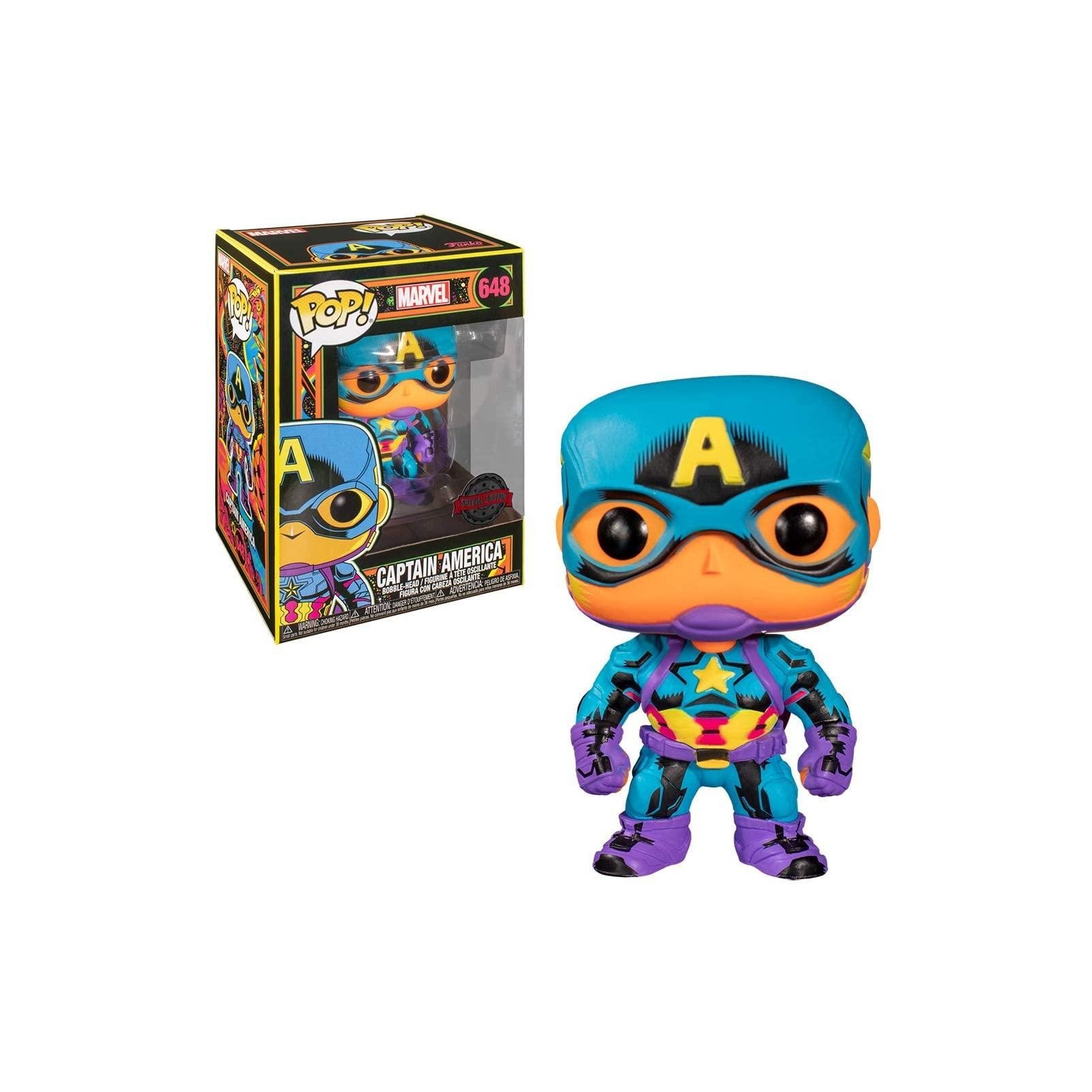 Figura Pop Marvel Captain America Black Light Exclusive