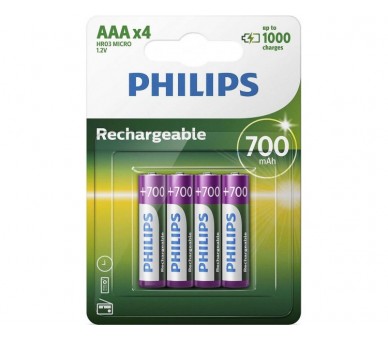 Pack De 4 Pilas Aaa Philips R03B4A70/10/ 1.2V/ Recargables