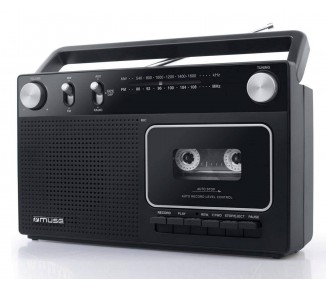 Radio Muse M152R Negro/Radio Fm/Am/Grabador De Cassettes