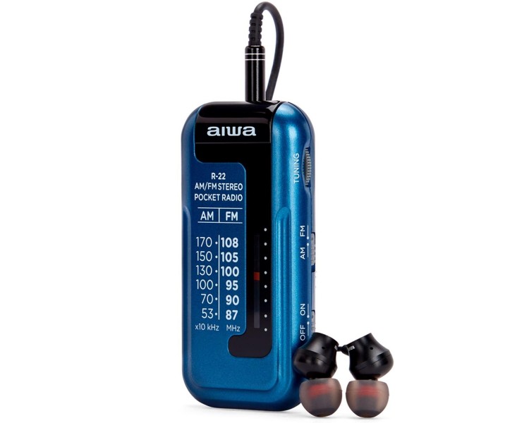 Radio Formato Mini Aiwa R-22Bl Am/Fm Hyperbass Color Azul