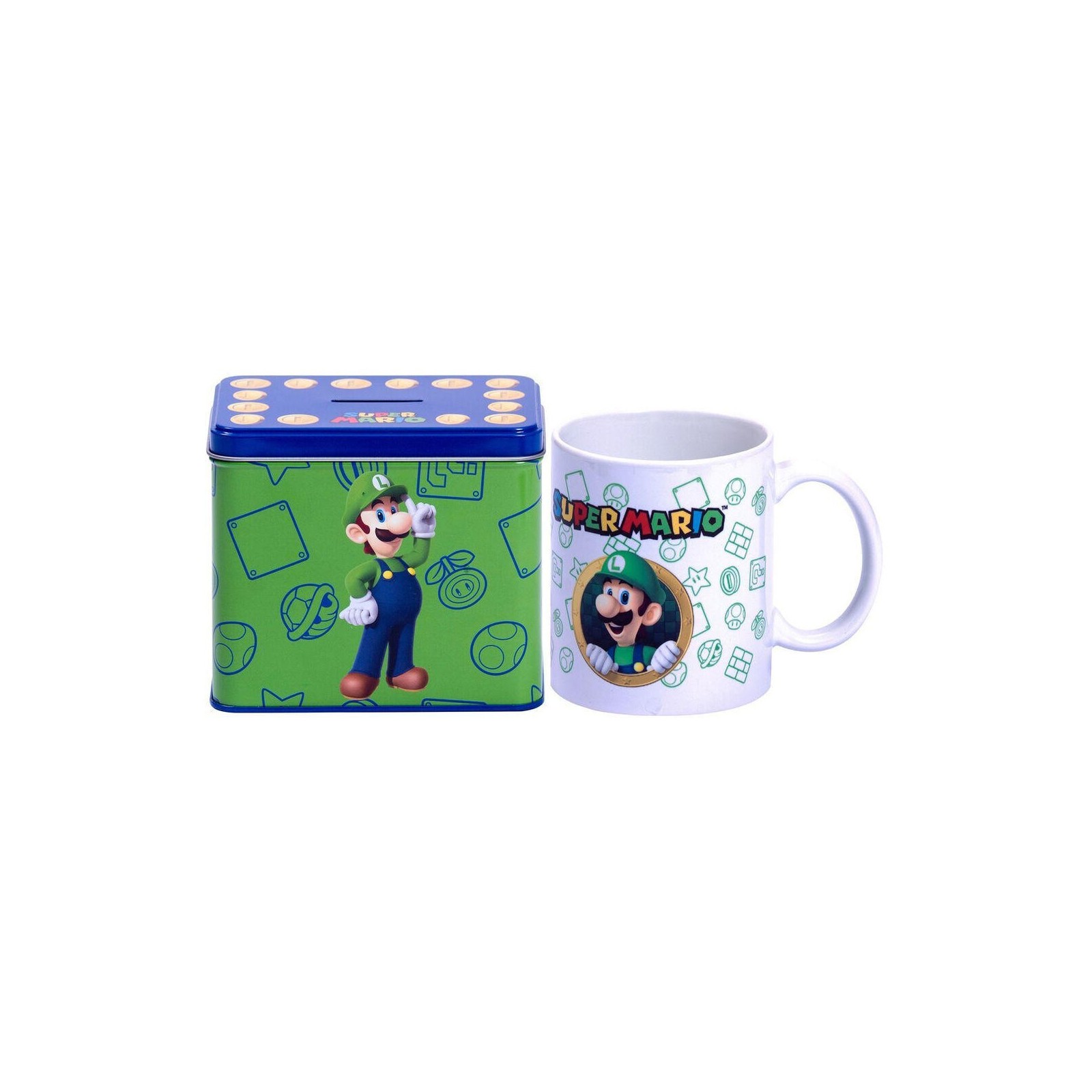 Set Taza + Hucha Luigi Super Mario Bros Nintendo