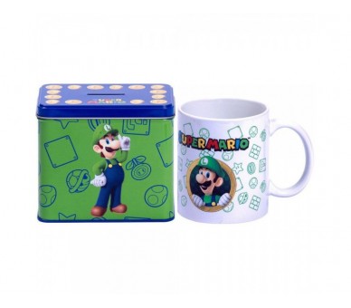 Set Taza + Hucha Luigi Super Mario Bros Nintendo