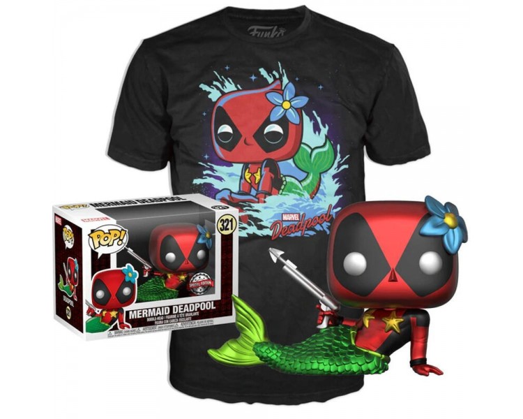 Set Figura Pop & Tee Marvel Deadpool Mermaid Exclusive