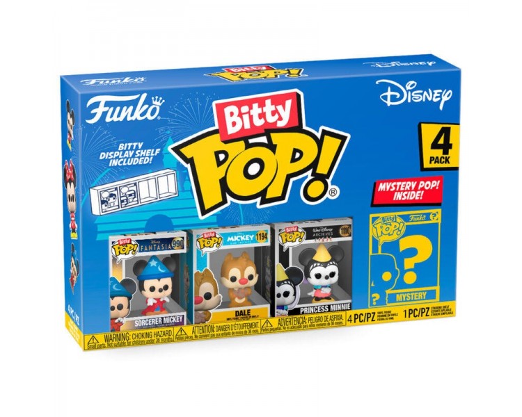 Blister 4 Figuras Bitty Pop Disney Sorcerer Mickey