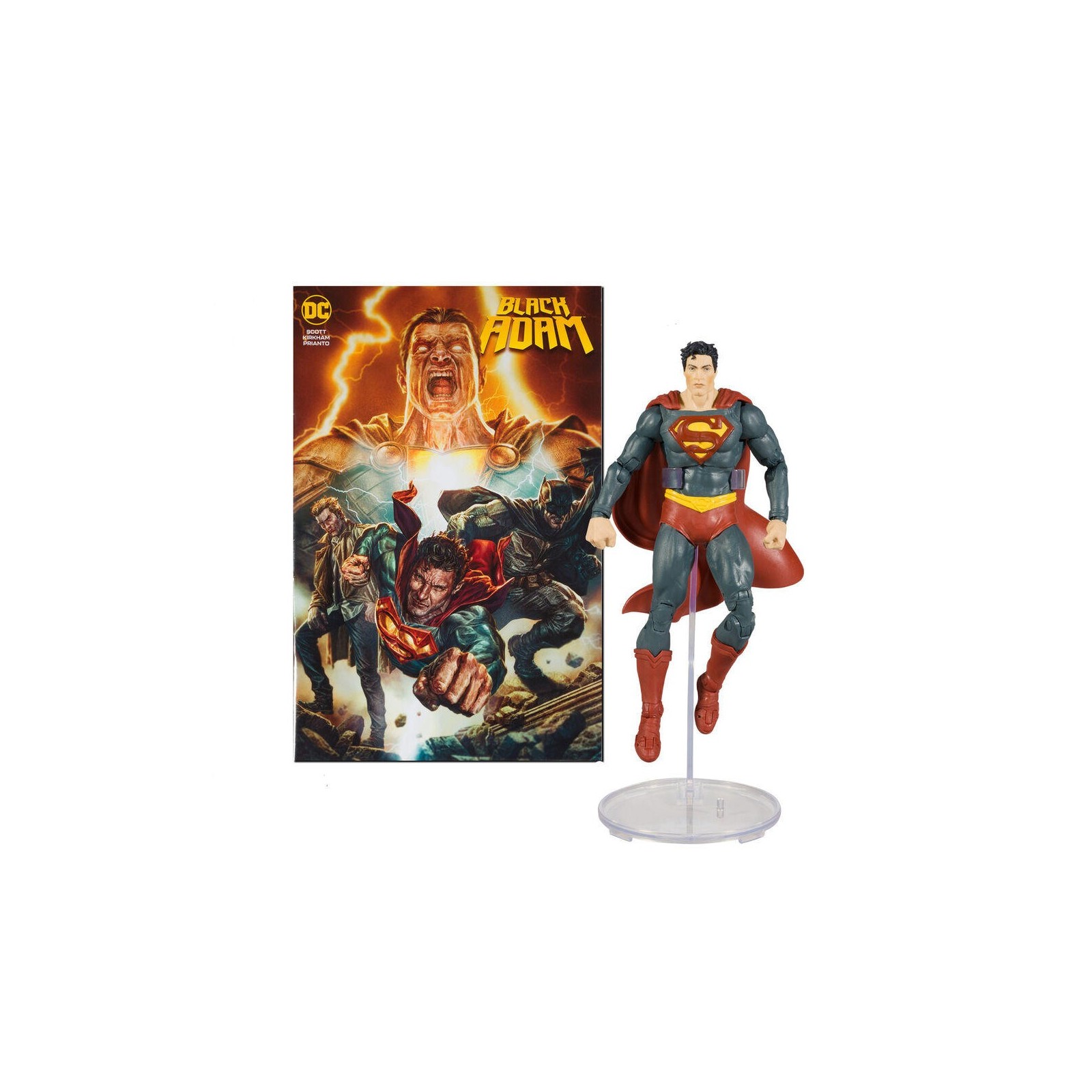 Figura Superman + Comic Black Adam Dc Comics 17Cm
