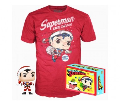 Set Figura Pop & Tee Dc Comics Superman Exclusive Flocked