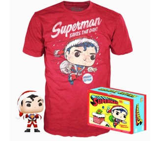 Set Figura Pop & Tee Dc Comics Superman Exclusive Flocked