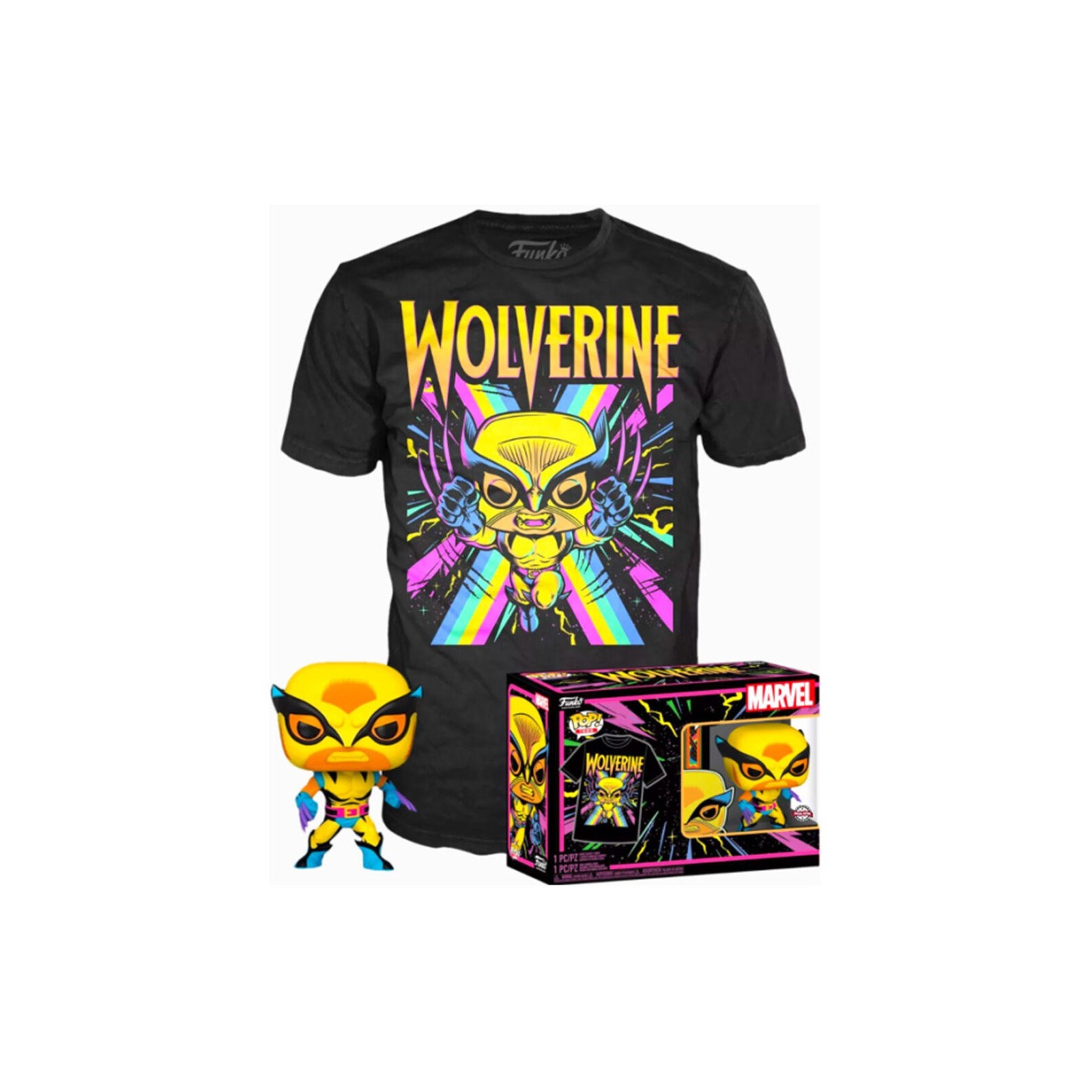 Set Figura Pop & Tee Marvel Wolverine Black Light