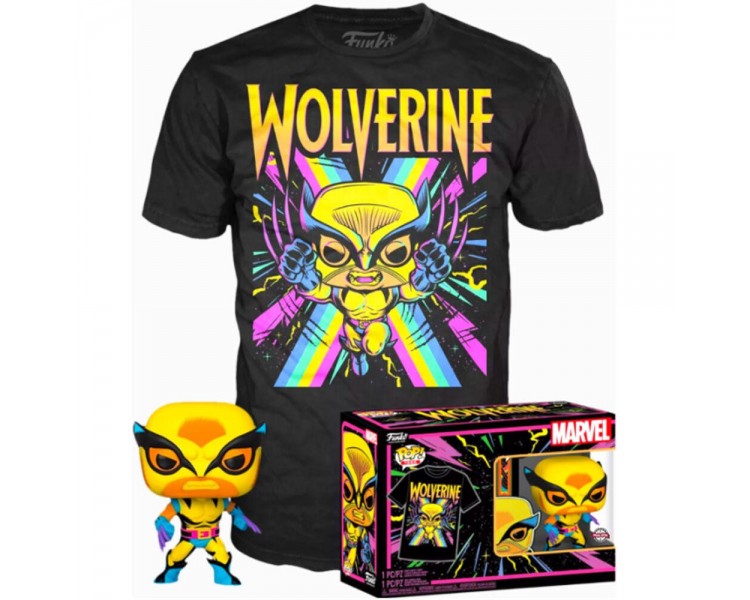 Set Figura Pop & Tee Marvel Wolverine Black Light