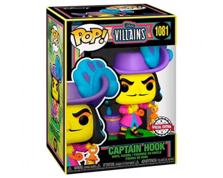 Figura Pop Disney Villains Hook Black Light Exclusive