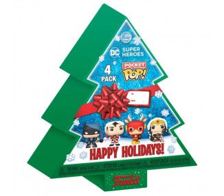 Arbol Con 4 Figuras Pocket Pop Dc Comics Happy Holidays