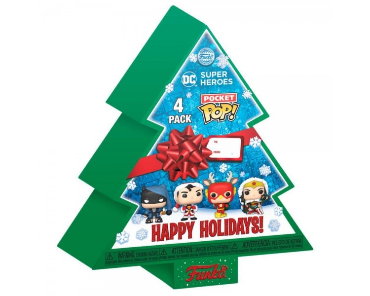 Arbol Con 4 Figuras Pocket Pop Dc Comics Happy Holidays
