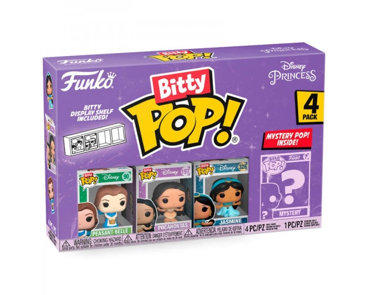 Blister 4 Figuras Bitty Pop Disney Princesas Bella