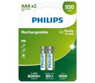 Pack De 2 Pilas Aaa Philips R03B2A95/10/ 1.2V/ Recargables
