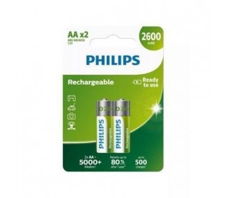 Pack De 2 Pilas Aa Philips R6B2A260/10/ 1.2V/ Recargables