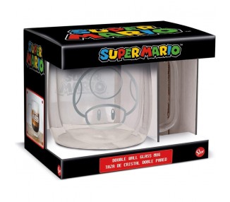 Taza De Cristal Doble Pared Super Mario