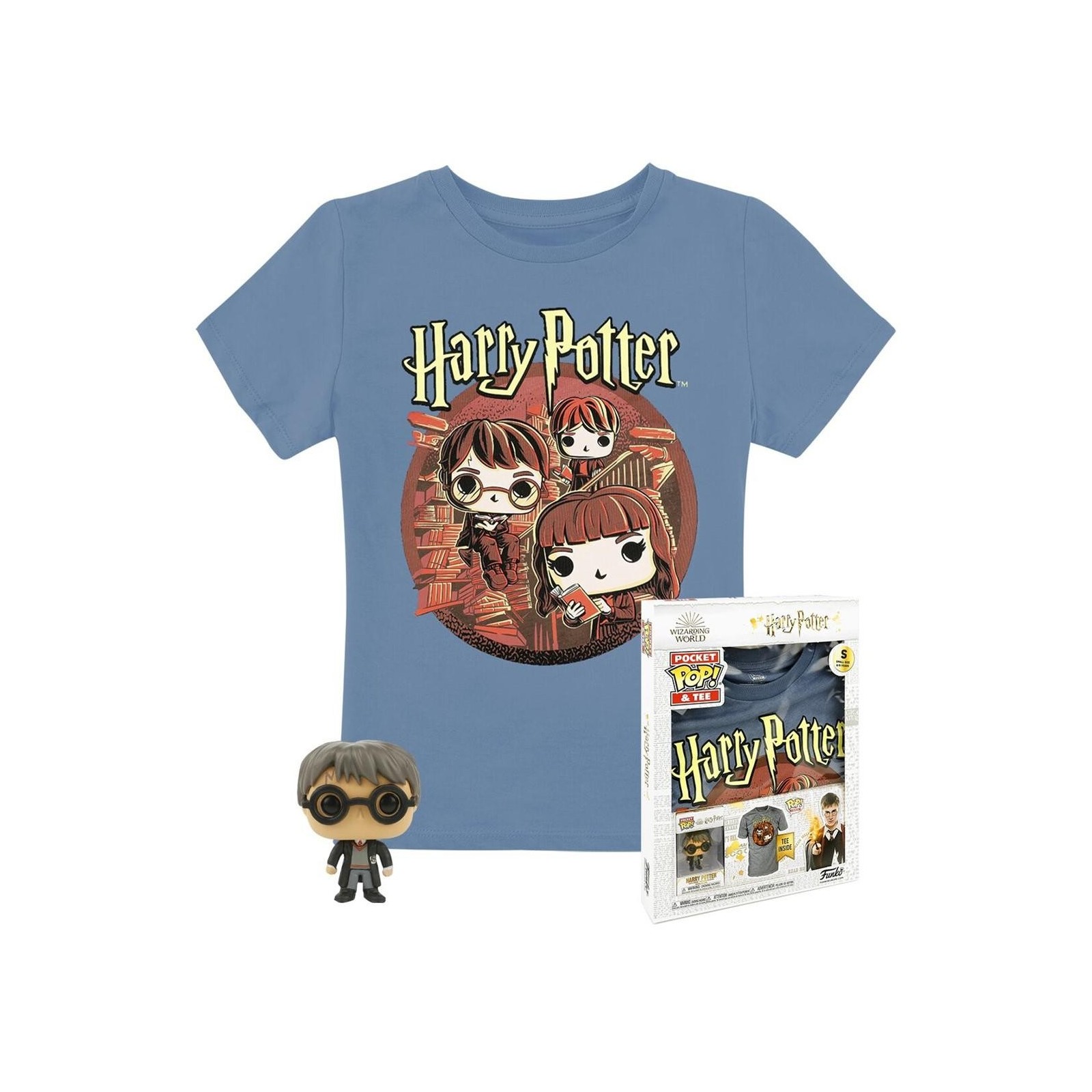Pop & Tee Harry Potter Funko + Camiseta Trio Talla Xl