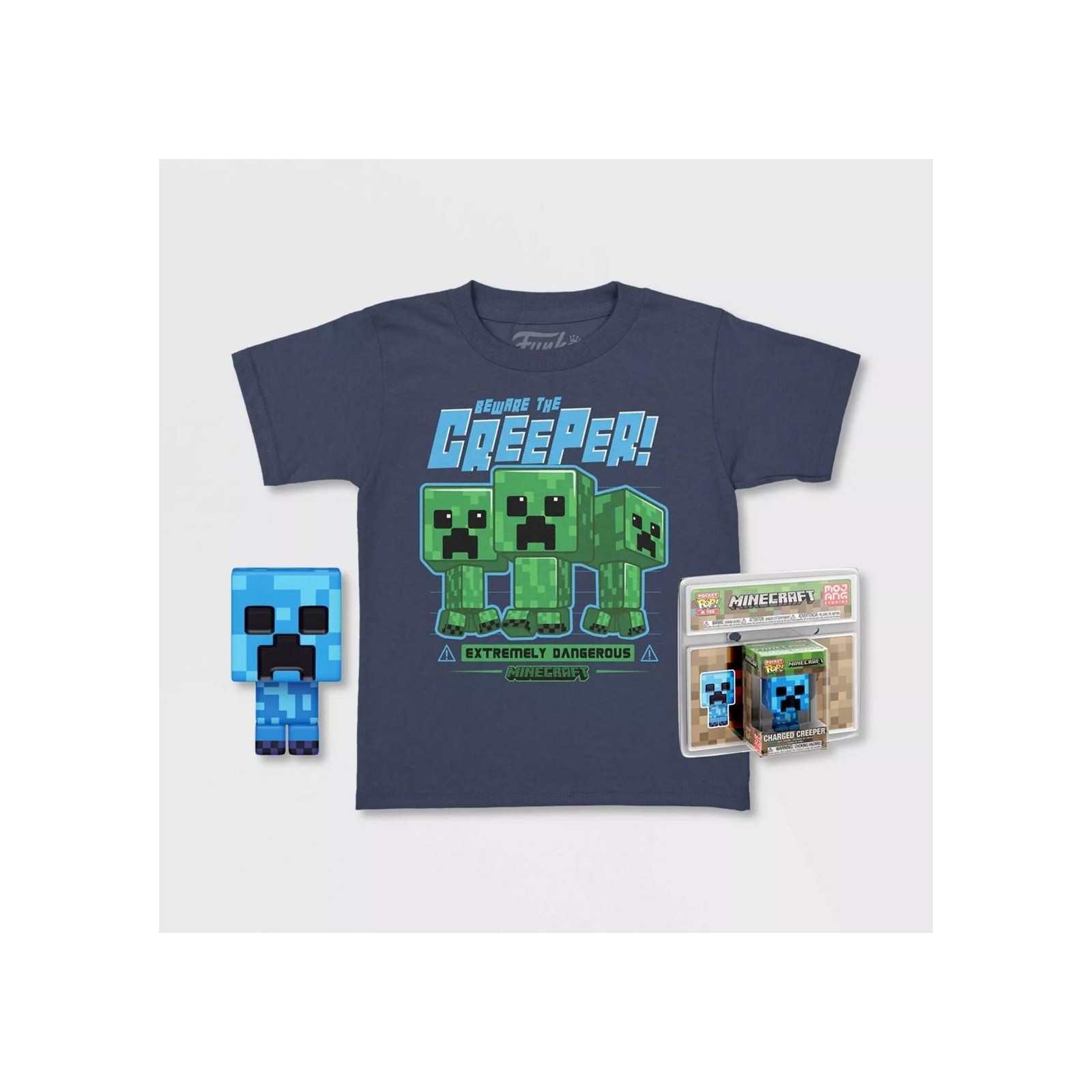 Pop & Tee Minecraft Charged Creeper Funko + Camiseta Talla X