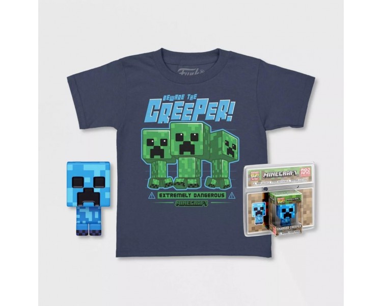 Pop & Tee Minecraft Charged Creeper Funko + Camiseta Talla X