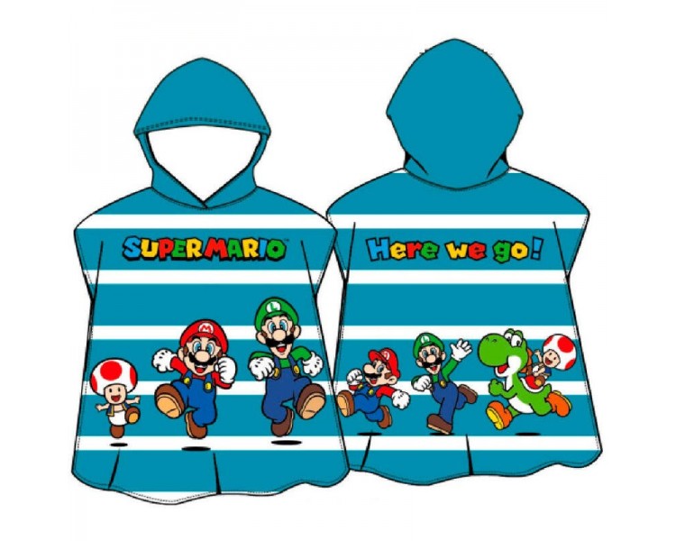 Poncho Toalla Here We Go Super Mario Bros Microfibra