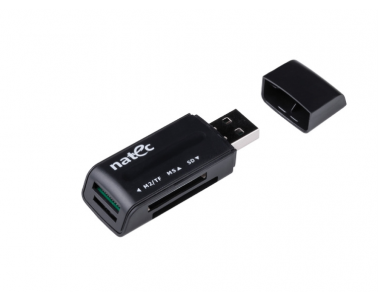 LECTOR DE TARJETAS NATEC MINI ANT 3 SDHC MMC M2 MICROSD USB 20 NEGRO