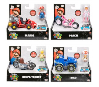 Vehiculo + Figura Super Mario Bros La Pelicula Mario Kart 6C