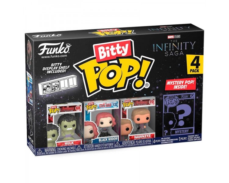 Blister 4 Figuras Bitty Pop Marvel The Infinity Saga Hulk