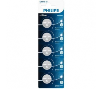 Pack De 5 Pilas De Botón Philips Cr2025P5/01B Lithium/ 3V