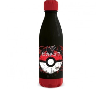 Botella De Plástico Pikachu Y Pokeball (Rojo/Negro) 660 Ml