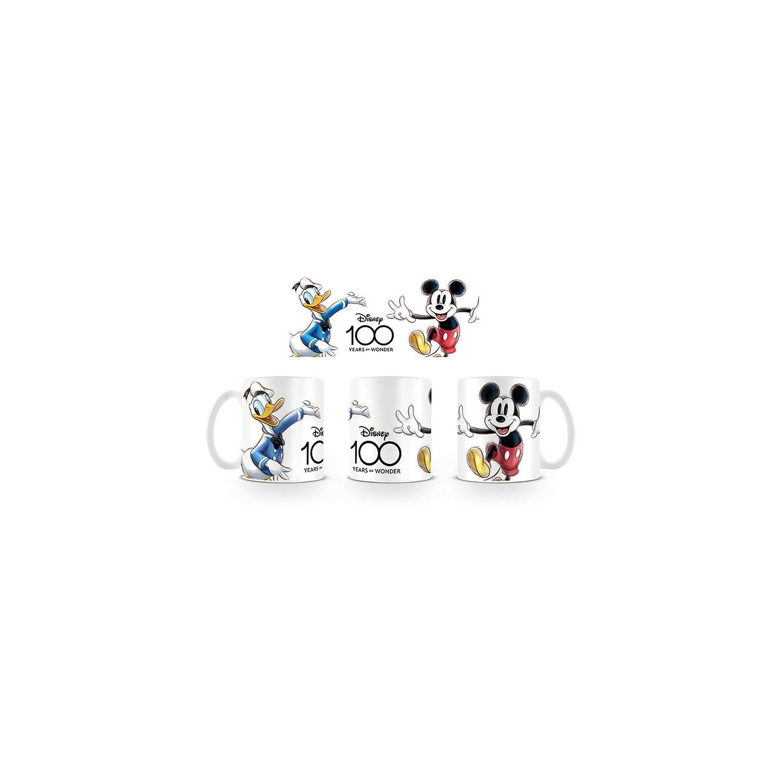 Taza Mickey & Donald Disney 100 Blanca 315 Ml