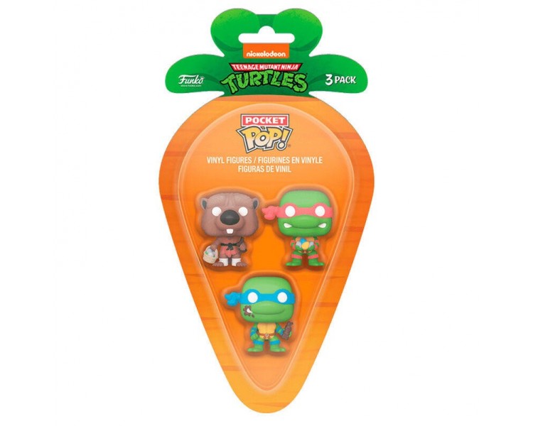 Blister 3 Figuras Carrot Pocket Pop Tortugas Ninja Splinter