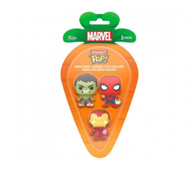 Blister 3 Figuras Carrot Pocket Pop Marvel Spiderman Hulk Ir