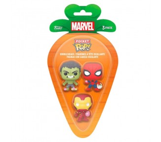 Blister 3 Figuras Carrot Pocket Pop Marvel Spiderman Hulk Ir