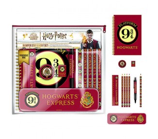 Set De Papelería Escolar Deluxe Andén 9 3/4 Y Escudo Hogwart