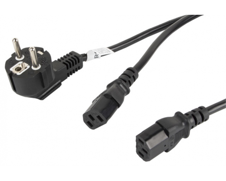 CABLE DE ALIMENTACION LANBERG SCHUKO CEE 7 7 A 2X IEC320 C13 2M