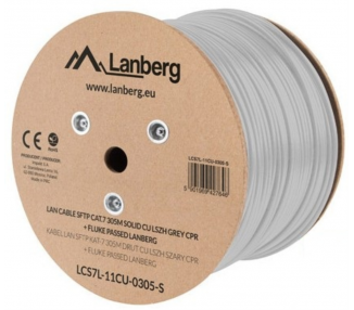 BOBINA CABLE RED LANBERG SFTP RJ45 CAT7 SOLIDO CU AWG23 LSZH CPR 305M GRIS FLU